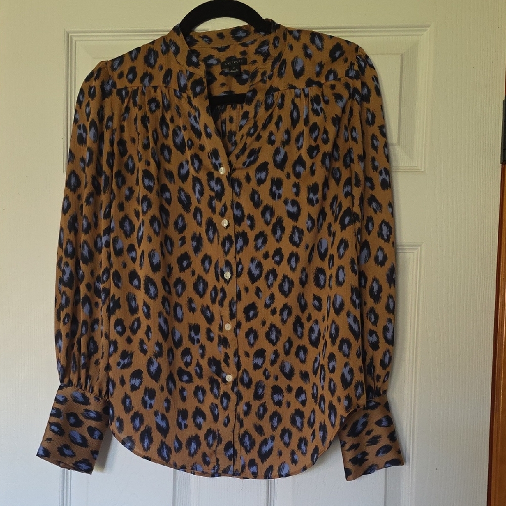 Ann Taylor Brown and Black Animal Print Blouse